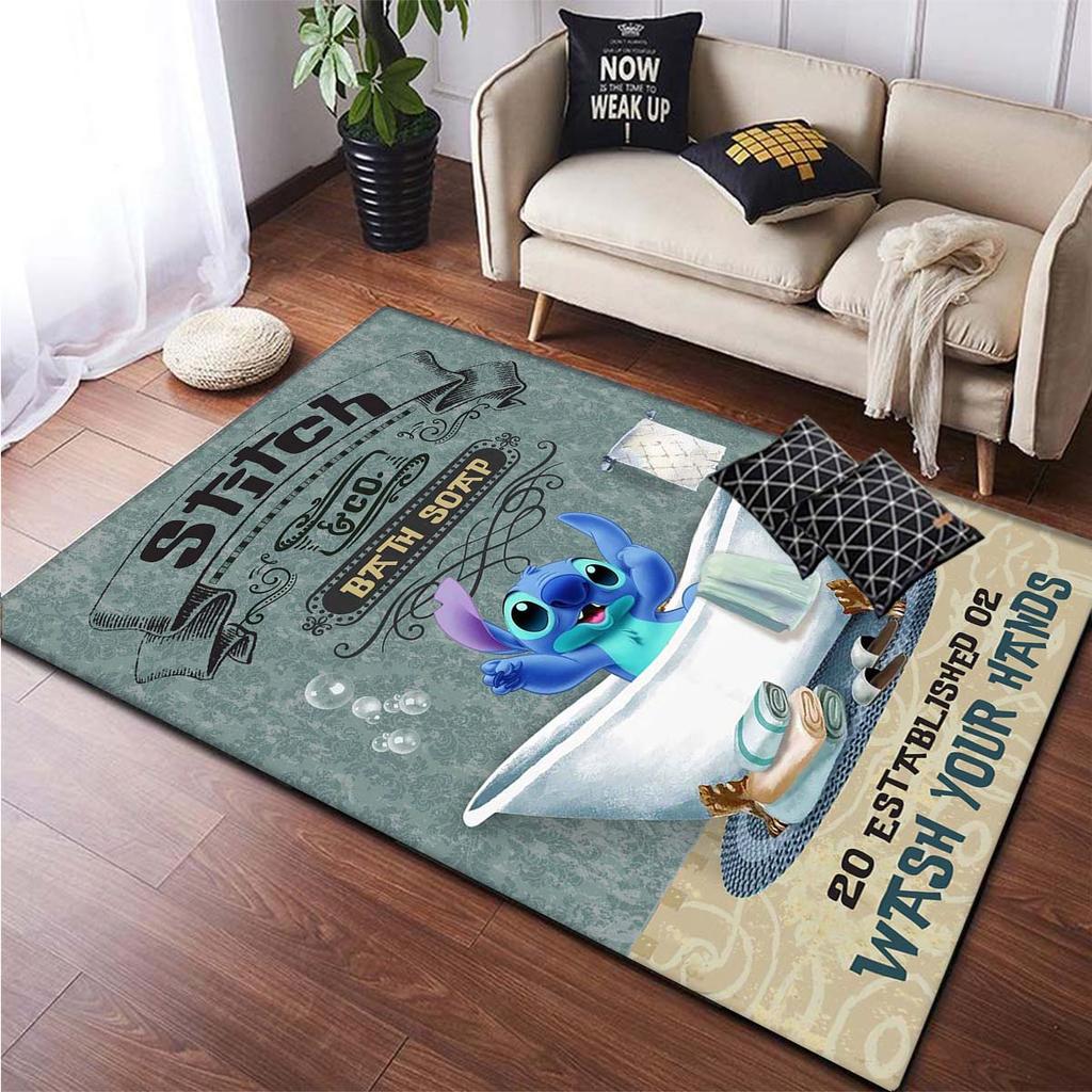 Противоскользящий полосатый коврик Disney Stitch, напольный коврик, кухонный ковер, напольный коврик, коврик для ног, коврик для ванной, кухонный коврик, балкон, ванная комната