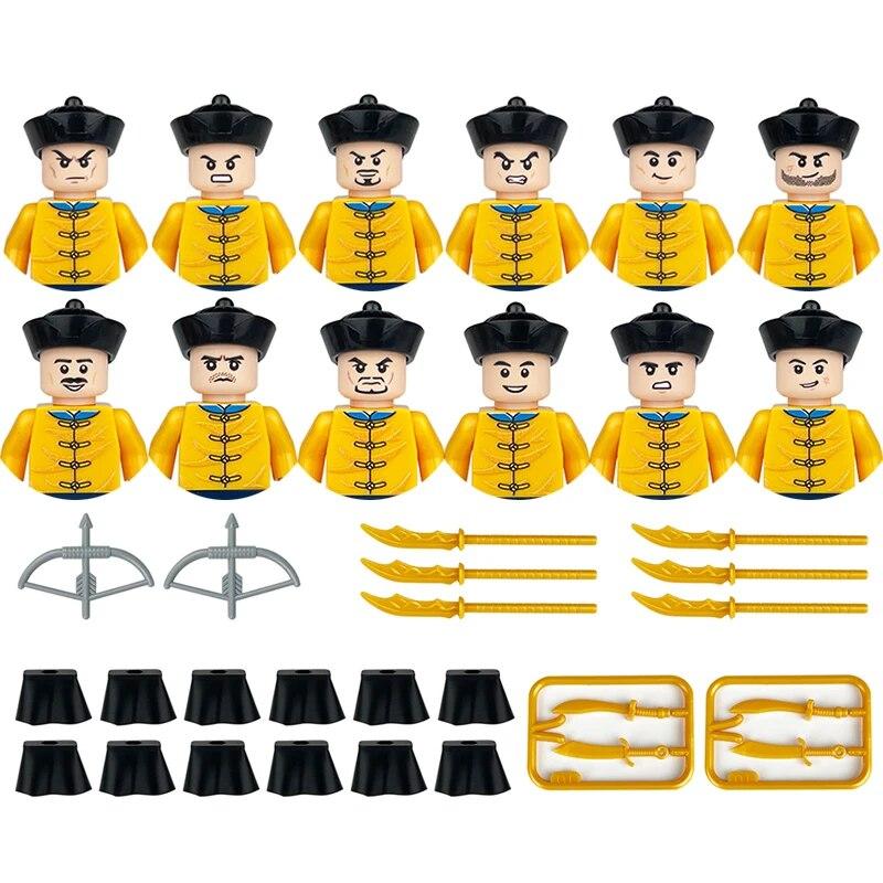 Детские игрушки, средневековый военный солдат, строительный блок, замок, рыцарский корпус, оружие на поле боя, боевой конь, мультяшные фигурки, кирпичи