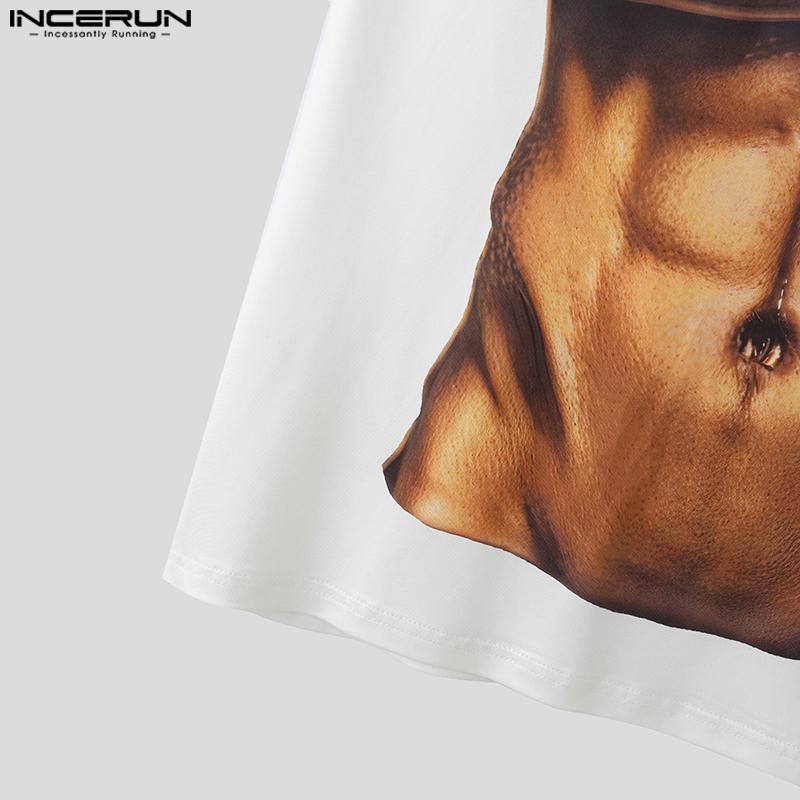 INCERUN Мужские майки без рукавов с 3D-принтом мышц, повседневные, свободные, длинные
