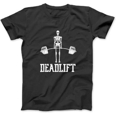 BestTeesEver Скелет Становая тяга Смешной Хэллоуин Поднятие тяжестей Винтажная футболка Черная