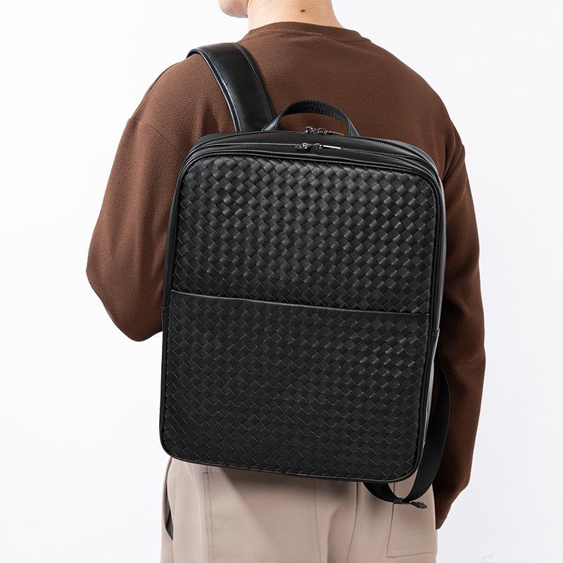 Мужской тканый рюкзак Baothead Layer Cowhide Backpack, модная большая вместимость, деловая сумка высокого класса для мужчин, сумка для компьютера