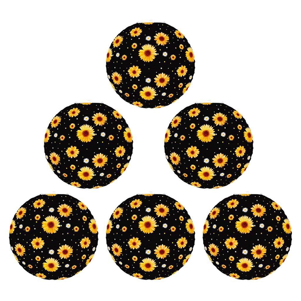 6Pcs Stylish Sunflower Paper Lanterns 8 Inch Hanging Round Lanterns for Indoor and Outdoor Party Decorations
