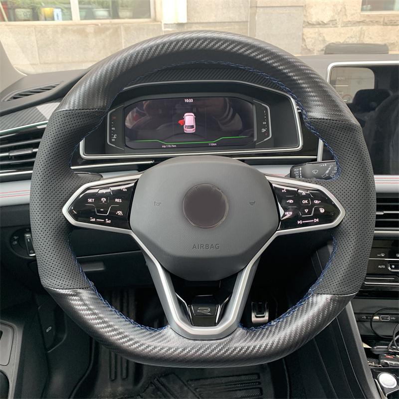 Car Steering Wheel Cover ized Non-Slip Suede Braid For Volkswagen VW Atlas Golf 8 Mk8 Jetta Sharan Passat B9 Tiguan