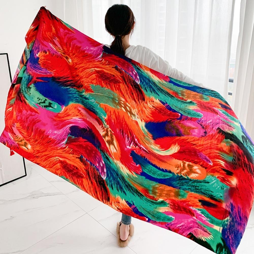 Хлопковый весенний шелковый шарф, длинный квадратный шарф-хиджаб, повязка на голову в этническом стиле, шаль из пряжи для пляжа