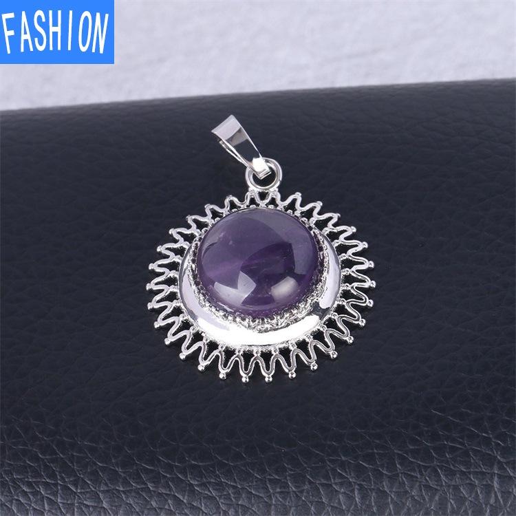 Natural Necklace Hollowed Out Crysatl Small Fresh Sunflower Chrysanthemum Clavicle Necklace Pendant Female