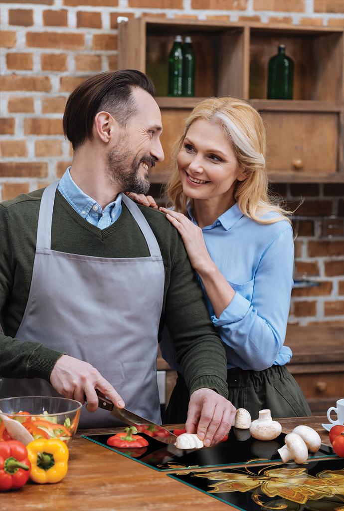 SZKLANA PŁYTA OCHRONNA NA KUCHENKĘ 90x52 ZŁOTA
