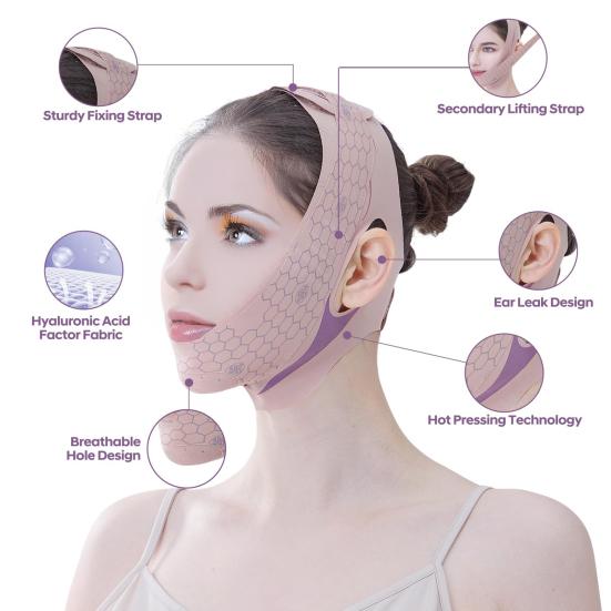 V Line Lifting Mask Chin Strap for Women Face Slimming Strap Reusable V Line Mask Prevent Sagging Jaw Exerciser