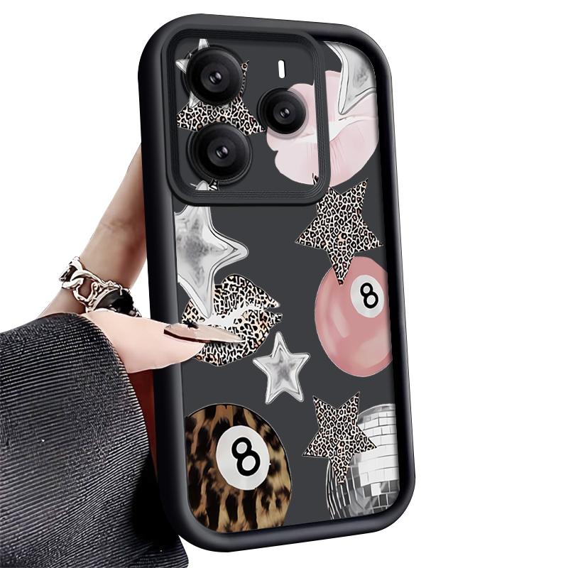 Vintage Leopard Print Stars Billiards Case For Xiaomi Redmi Note 14 13 Pro 5G 4G 12 11 Funda Xiaomi 14T 13T 11T Pro Shockproof Bumper Silicone Cover