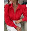 Elegant Loose Fashion Lace Women Shirt Casual Hollow Out Puff Long Sleeve Top Single-breasted Office Blouse Solid Sweet Simple Lapel Women's Clothing