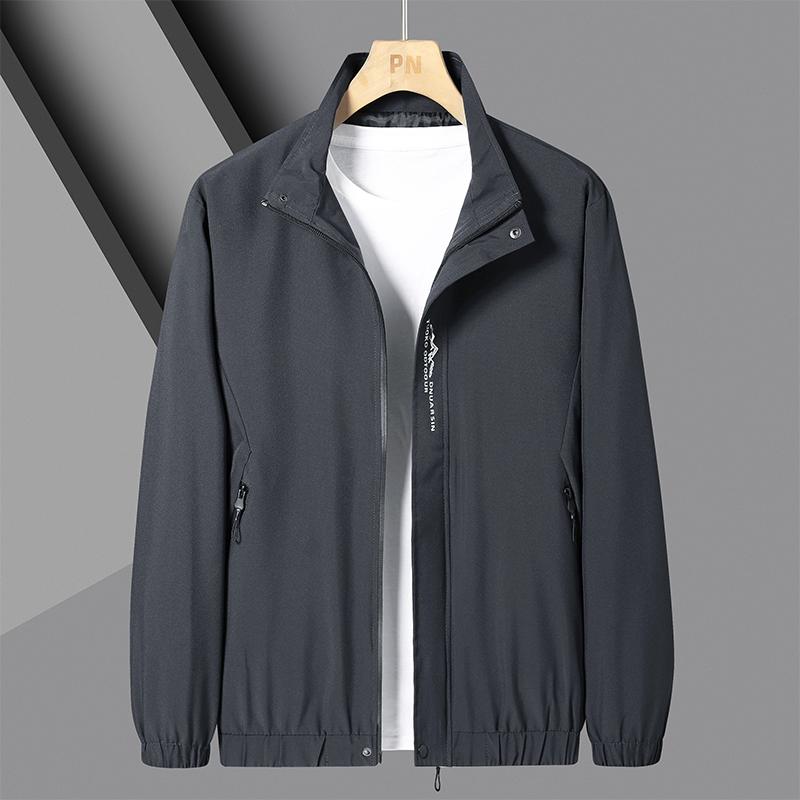 New Standing Collar Jacket for Men's Spring and Autumn Casual Versatile Windproof Thin Trendy Jacket