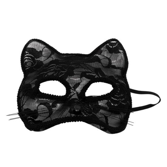 Halloween Cat Masque Half Face Lace Masquerade Masque Cat Fox Animal Cosplay Costume for Carnival Ball Party Accessories