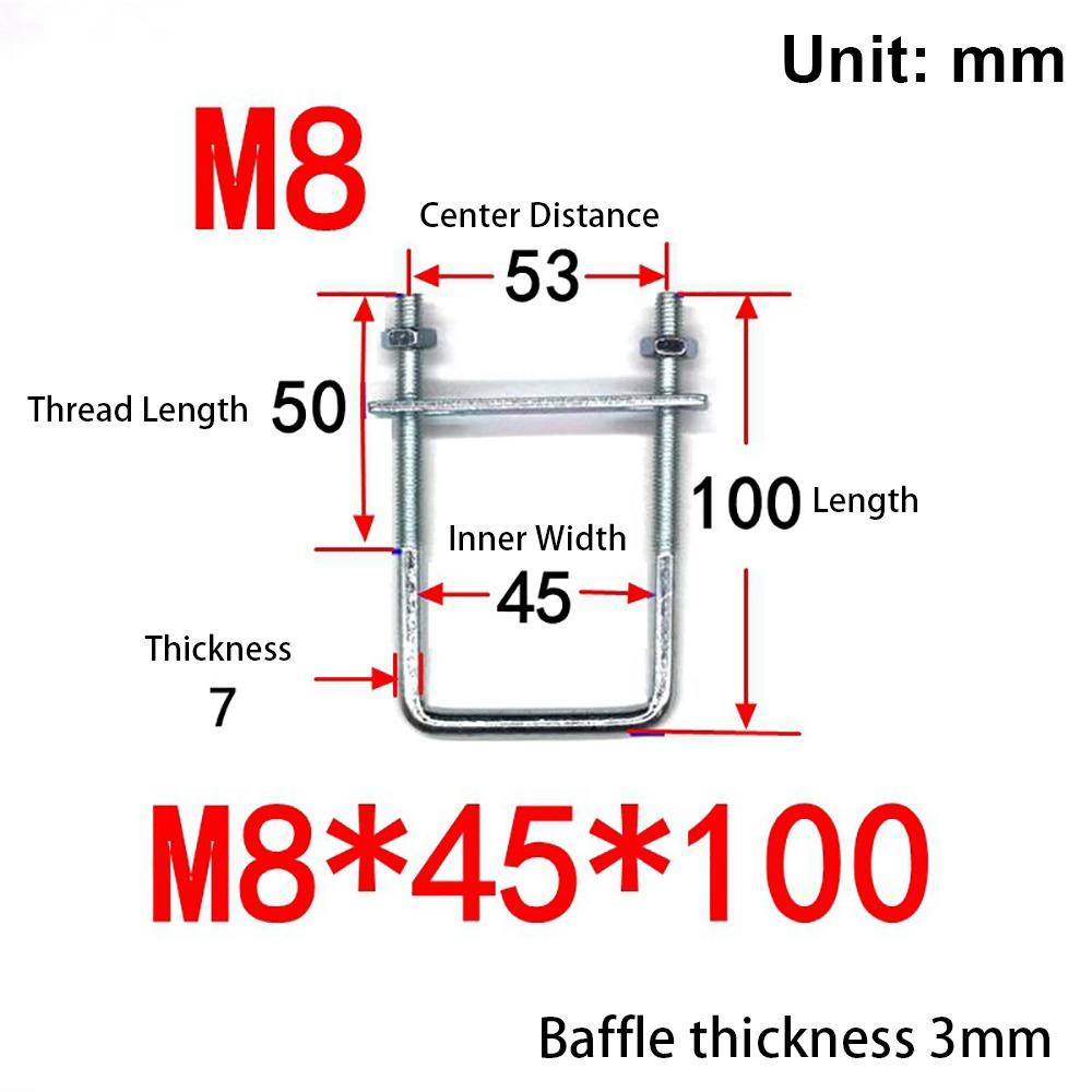 1 шт. с перегородкой U-образный хомут Оцинкованная углеродистая сталь Q235 Квадратный болт для квадратной трубы
