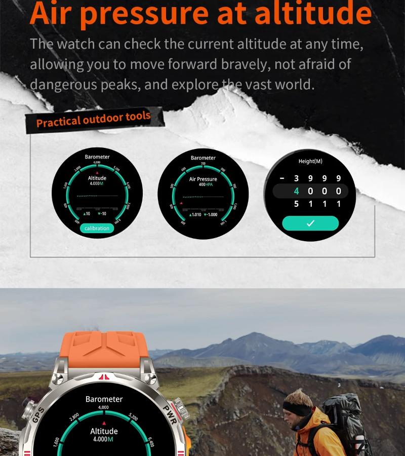 2026 New Outdoor GPS Smart Watch AMOLED HD Screen 650mAh Compass Bluetooth Talk Health Monitor Smart Watch Men 10ATM Waterproof Sports Smartwatches