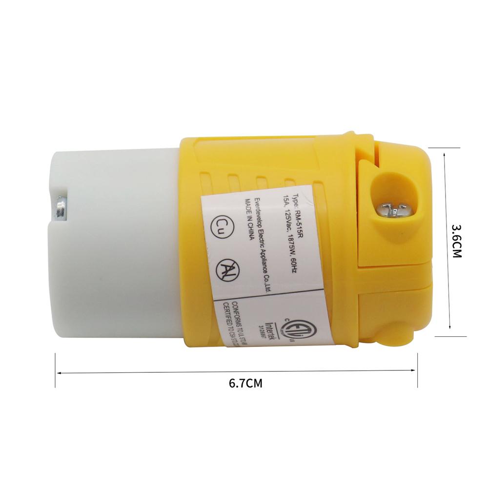 5Pcs 15A 125 Volt 5-15P 2 Pole 3 Wire Grounding Straight Blade Electrical Plug