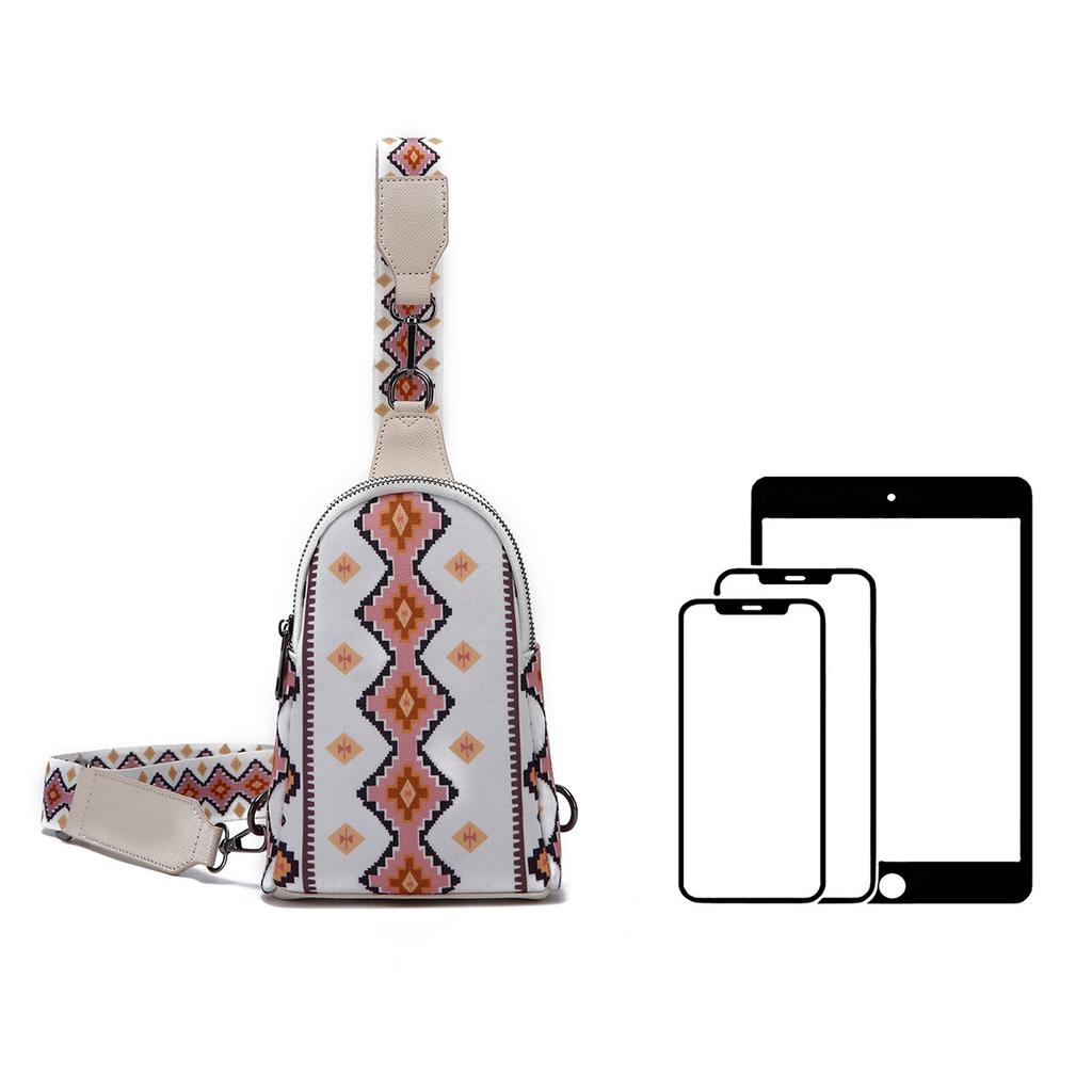 Винтажная богемная женская сумка-клатч с принтом на холсте, сумка через плечо на груди