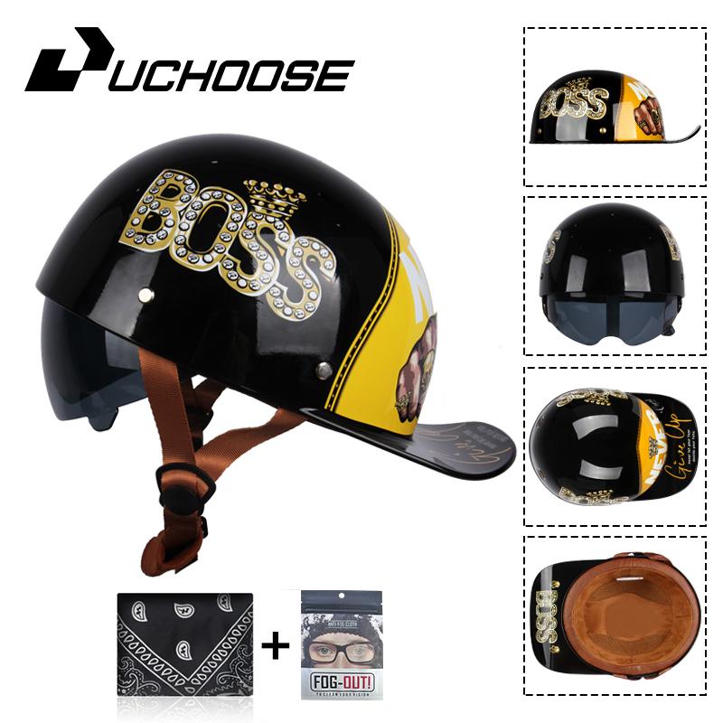 Uchoose бейсбольная кепка, мотоциклетный винтажный ретро-шлем, летние шлемы с открытым лицом, скутер, круизер, чоппер, гангстер, DS, для мужчин, женщин, детей