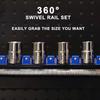 360° Swivel ABS Socket Organizer 1/4Inch 3/8Inch 1/2Inch Socket Clip Rail Holder