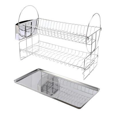 Двухуровневая сушилка для посуды из нержавеющей стали, двухслойная сушилка для посуды с подставкой для столовых приборов для кухни
