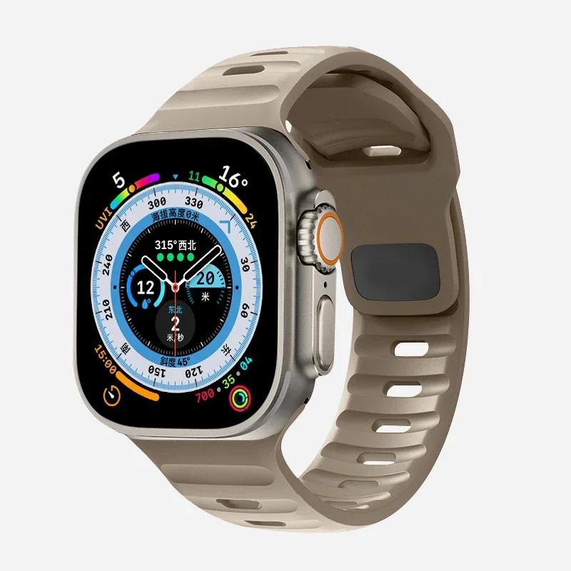 Мягкий силиконовый ремешок для Apple Watch Band Ultra 49 мм 44 мм 45 мм 42 мм 41 мм 42 мм 38 мм спортивный ремешок для часов iwatch Serise 8 7 6 5 браслет