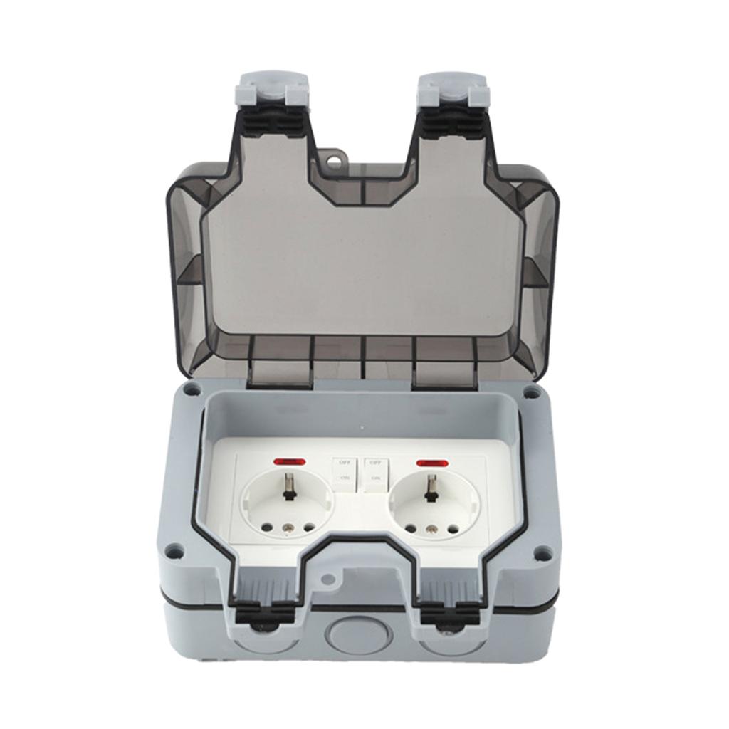 Европейская стандартная всепогодная уличная розетка с запираемой крышкой Всепогодная штепсельная розетка для сада, кухни, гаража