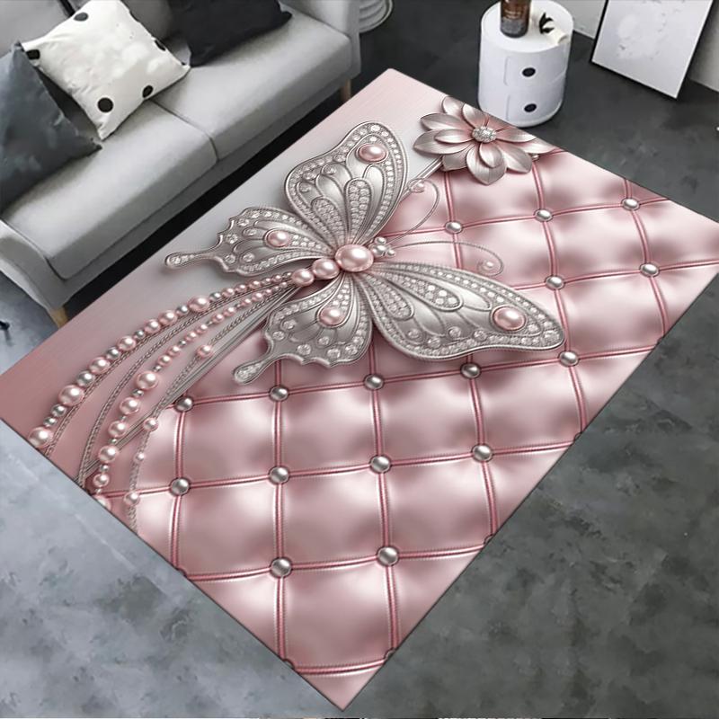 2025 New Gorgeous bow and butterfly Carpet Rug for Living Room Bedroom Home Sofa Decoration,Kids play Non-slip Floor Mat