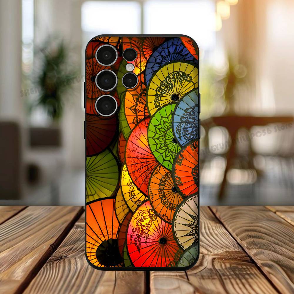 Rainbow Umbrella Phone Case For Samsung S24,25,23,22,21,20 Plus Ultra 5G Lite Shockproof Cover