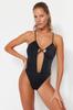 Women's New Season Swimsuit Black Deep Low-cut, Piping Normal Leg Swimsuit