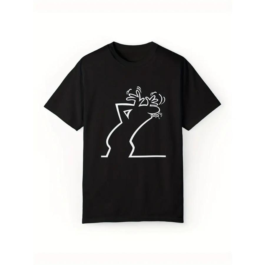 Мужская повседневная футболка с коротким рукавом - Круглый вырез, Мягкая полиэстеровая ткань, Геометрический дизайн черными линиями, Летняя футболка в повседневном стиле