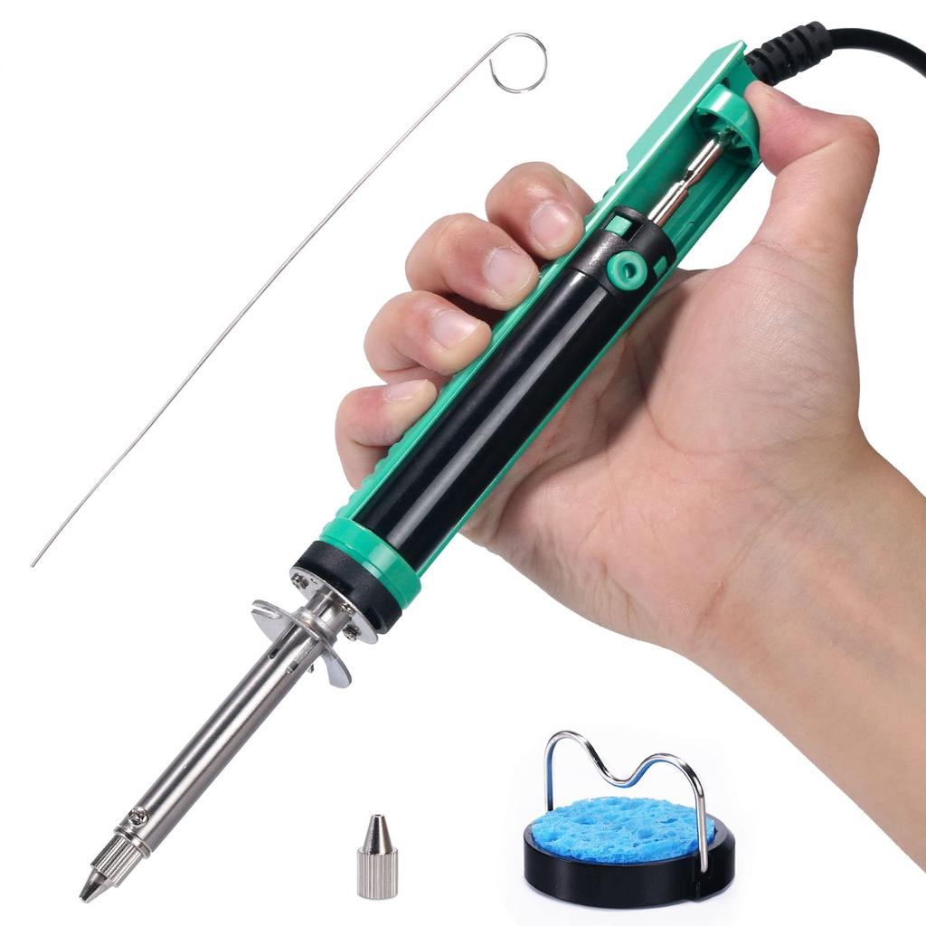 929D-V Electric Desoldering Soldering Iron Solder Sucker Desoldering Pump with Shorter Charging Handle and Desoldering Nozzles 1.0mm 1.2mm