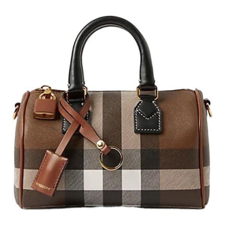 Burberry Кожаная сумка для боулинга, Сумка на плечо, Сумка через плечо, Мини-сумочка женская Коричневая 80696631