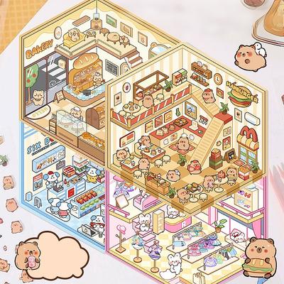 1 комплект креативных 3D-наклеек для симуляции кабины, милые мультяшные наклейки ручной работы для ландшафтного дизайна, наклейки для укладки сцен