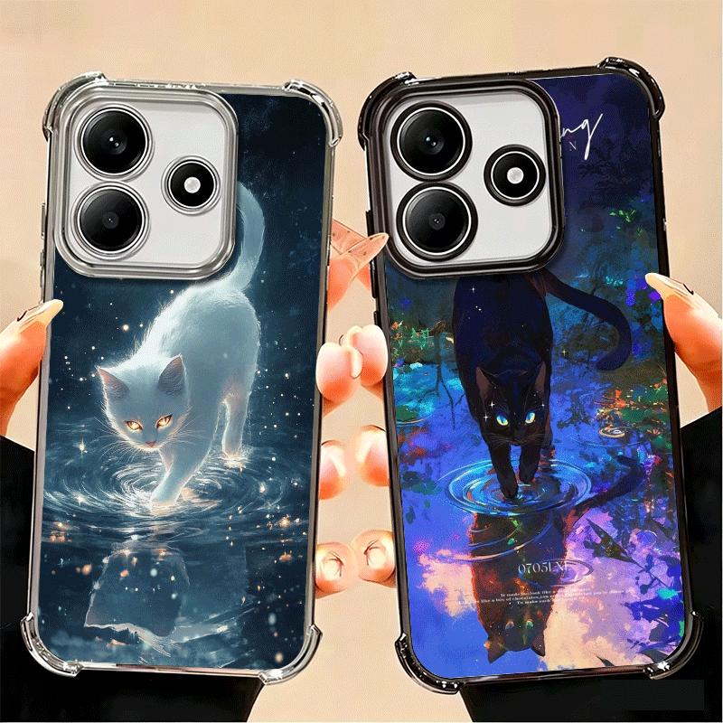 Ночная Луна Кошка Мечтательное Искусство Мягкий Чехол Для Телефона Для Xiaomi Poco X7 X8 Pro Max X6 X5 X3 F8 Ultra F7 M8 M7 M5S Redmi 15C 15A 15 14C 13C