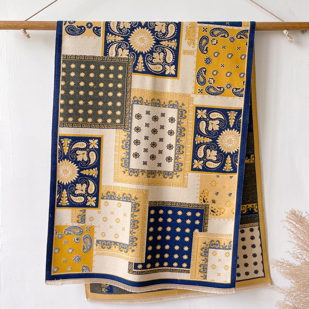 Plaid Imitation Cashmere Scarf Women'S Warm Letters Thickened Versatile Shawl Thick Jacquard Scarf