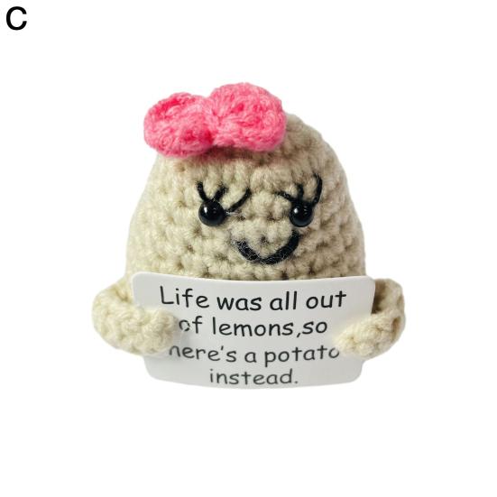 Симпатичная пряжа вязаная кукла-картошка-игрушка с позитивной картой Мини-улыбающийся лимон и огурец Кимчи Ручная тканая кукла Орнамент Брелок Украшение рюкзака