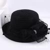 Sun hat summer lace breathable flower fashion top hat British retro mesh face covering sun hat big brim