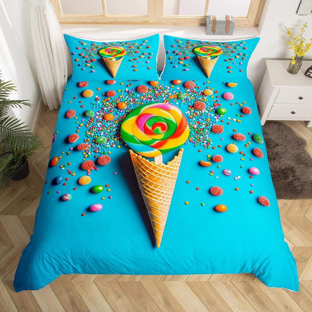 Радужный леденец Пододеяльник для детей мальчиков девочек Квин Легкие пододеяльники Сладкий тематический постельный набор Декор комнаты Без одеяла