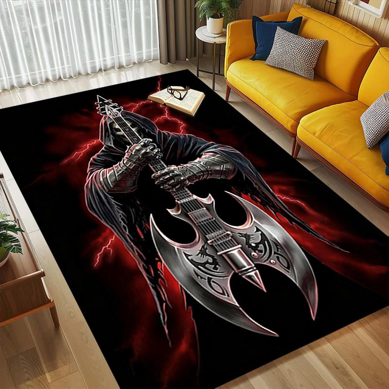 Guitar Reaper Living Room Nonslip Area Rug Soft Carpet For Bedroom Game Playroom Sofa Office Home Decor Doormat Christmas Gift