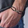 Черный Миланский Плетеный Браслет для Мужчин, Регулируемый Браслет с Двойным Кольцом из Нержавеющей Стали, Модный Ювелирный Подарок