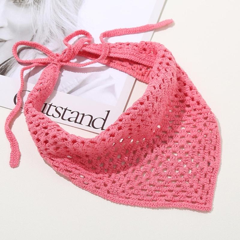 Женский платок на голову однотонный повязка на волосы обертывание головные уборы изысканная ручная вязка повязка на голову бандана повязка на волосы для отпуска