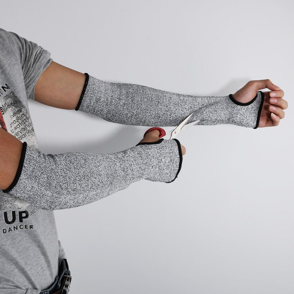 Pair Breathable Cut Resistant Sleeves With Thumb Hole For Work Preventing Stab