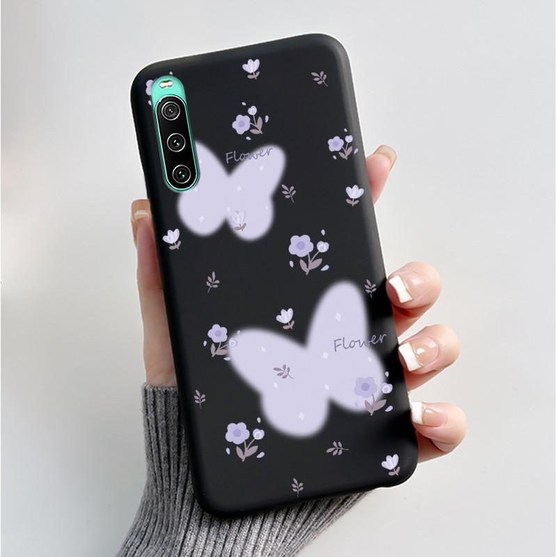 For Sony Xperia 10 VI V IV III II Case Luxury Fashion Butterfly Flowers Soft Black TPU Cover Ultrathin Shockproof Shell Fundas