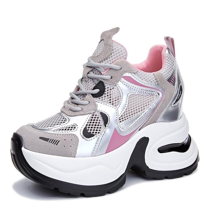 Thick Sole Heightening 10CM Dad Shoes Women's Summer New Mesh Breathable Sports Casual Shoes Small Man