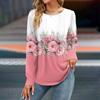 Women's Fall Fashion Casual Floral Top Long Sleeve Shirt Loose Pullover