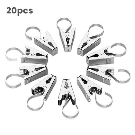 20 шт. Крючки-клипсы из нержавеющей стали, Устойчивые к ржавчине, Устойчивые к атмосферным воздействиям, Многоцелевые, Вешалки для штор, гирлянд, S-образные крючки