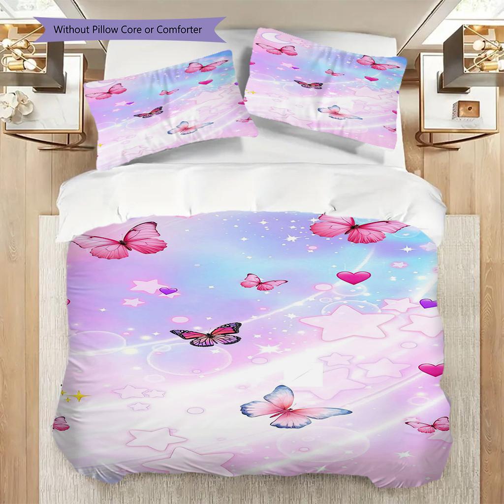 1PC Butterflies, flowers Bedding Quilt Set Quilt Cover Pillowcase Home Decoration Birthday Gift (1 * duvet cover + 15 * pillowcase, without core)