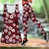 Red Wealthy Flower Print Yoga Outfit for Women Fashion Workout Leggings Fitness Sports Casual Yoga Set Sports Suit