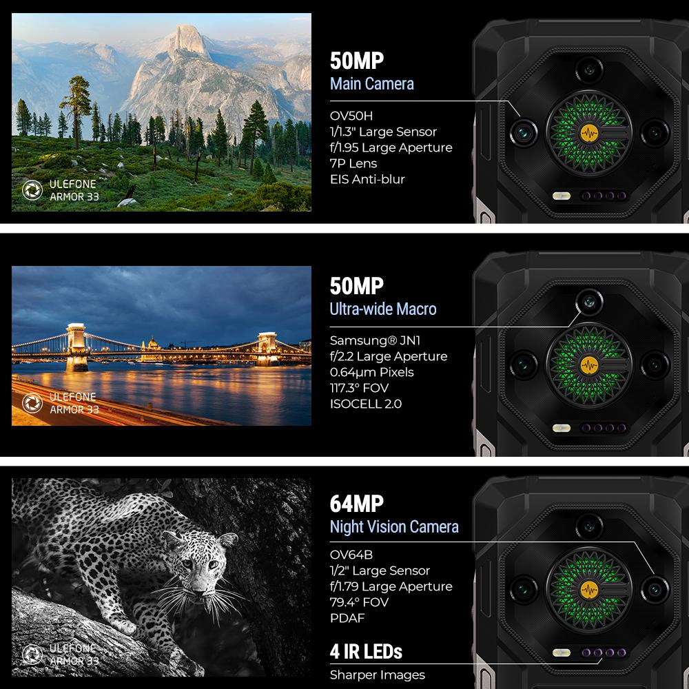Ulefone Защищенный телефон Armor 33 4G 25500 мАч 512 ГБ ПЗУ до 24 ГБ ОЗУ 120 Гц 6,59" NFC Android 15 66 Вт Глобальная версия Смартфон