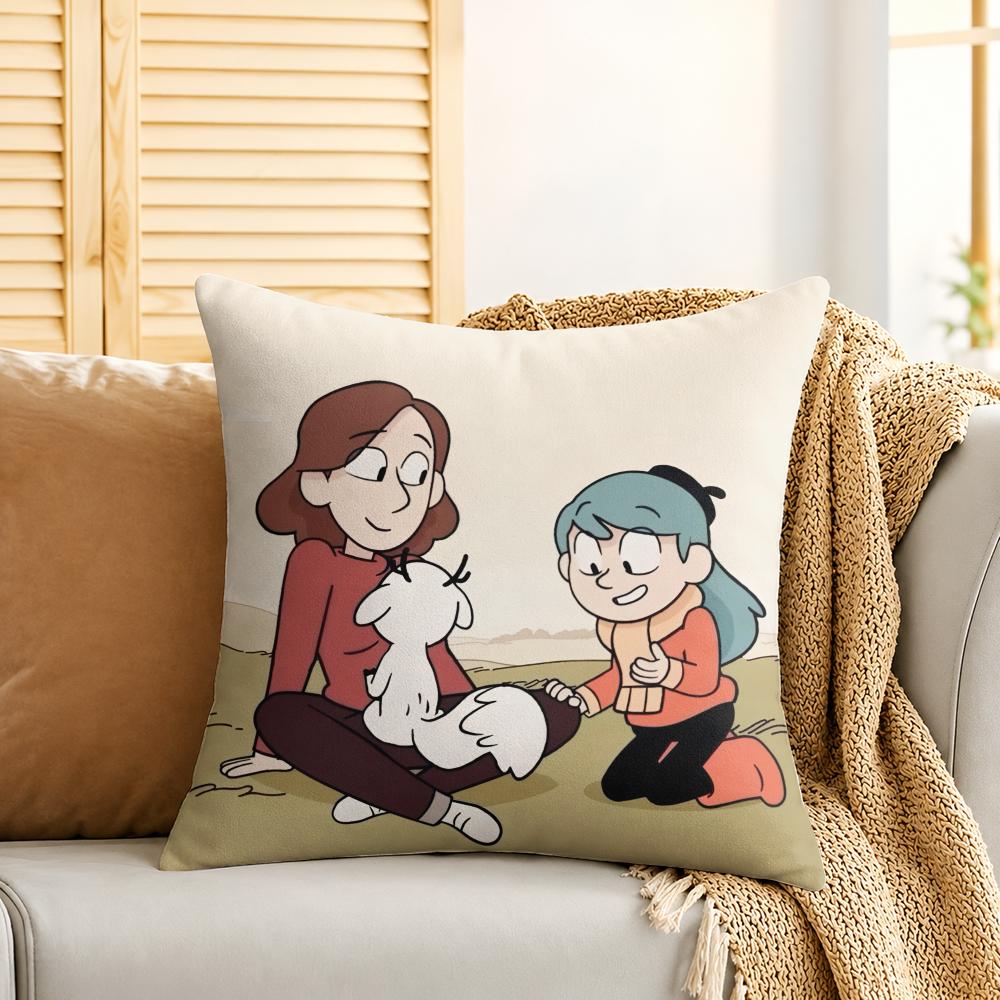 Cute Cartoon HHilda Cushion Cover Silky Short Plush Invisible Zipper Dustproof Sofa Pillow Case For Home Decor