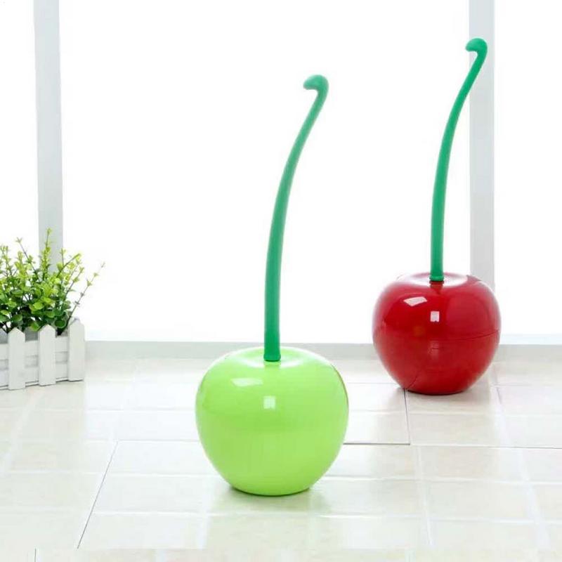 Cherry Toilet Brush soft-bristled Bathroom Toilet Cleaning Brushes Cherry Shape Lavatory Brush Holder Set for Bathroom Cleaning