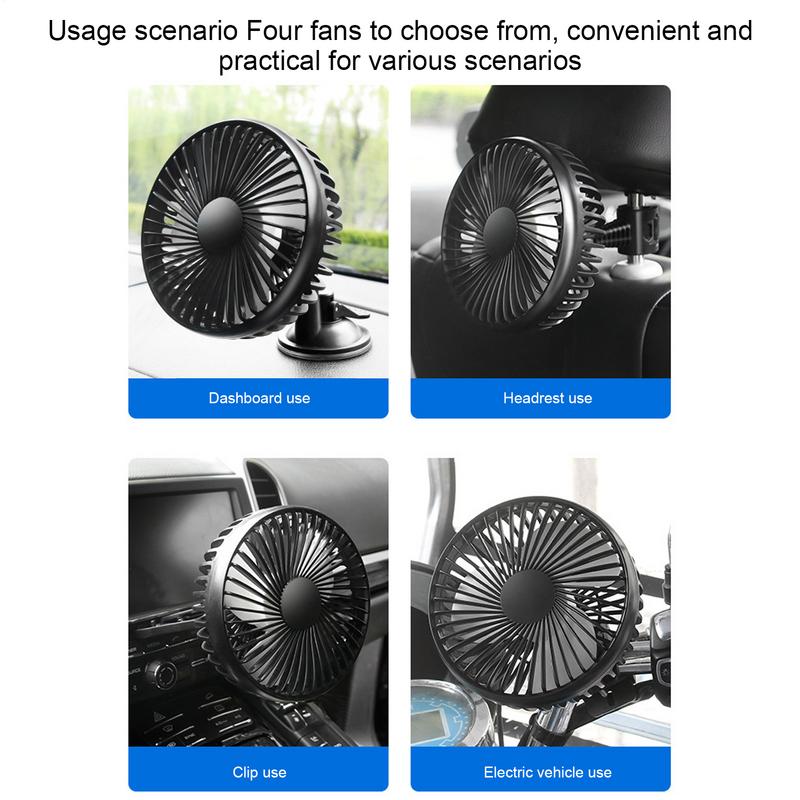 Portable Fan For Car Backseat Car Seat Cooling Fan Powerful Air Cooler With Suction Cup Vehicle Accessories 3 Speeds USB